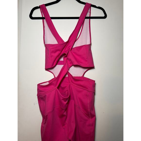 Free People Movement Back It Up Pink One Piece Jumpsuit Sz Large L Open Back - Picture 6 of 14